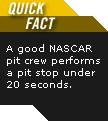 Quick Fact: A good NASCAR pit crew performs a pit stop under 20 seconds.